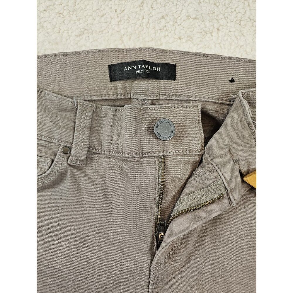 Ann Taylor Jeans Women's 4 Petite Tan The Skinny Modern Fit Faux‎ Leather Pocket - Picture 9 of 16